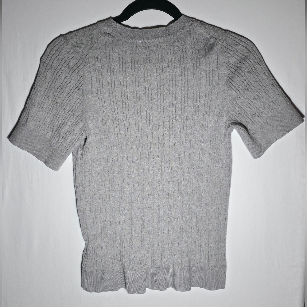Free Assembly Grey Cable Knit Sweater Top Coquette Old Money Coastal Grandma - Picture 3 of 6
